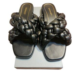 NWOT Black Vionic Braided Cross Strap Slides Kalina Size 11